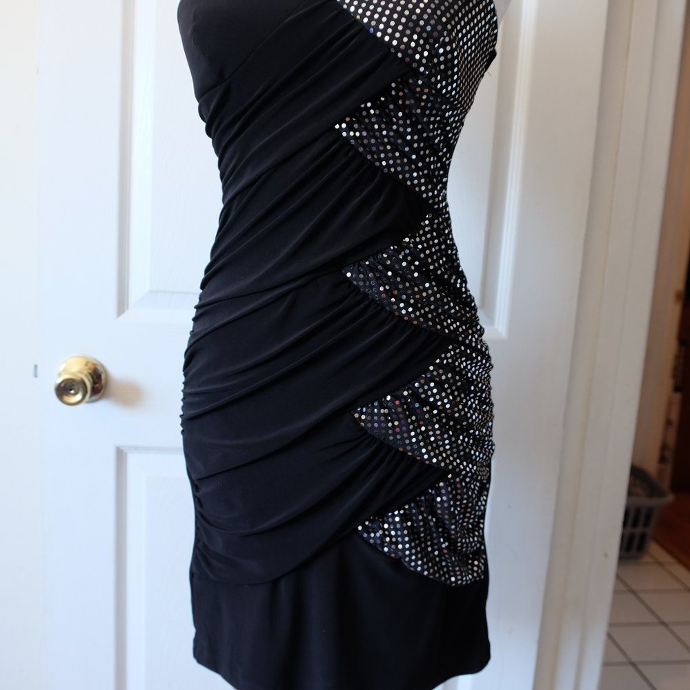 "As U Wish" black cocktail mini dress